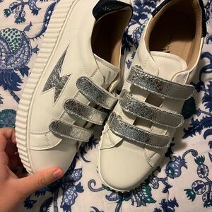 Vanessa Wu White Sneakers with Silver Straps